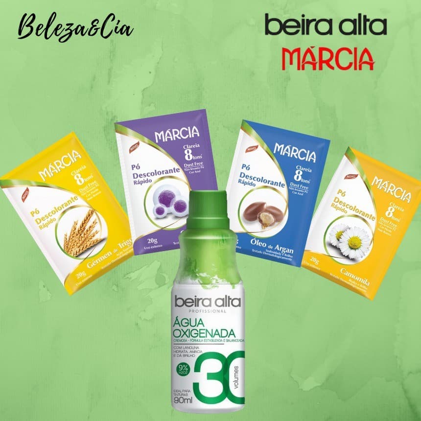 Kit Água oxigenada 30 volumes 90ml + Pó descolorante Márcia 20g