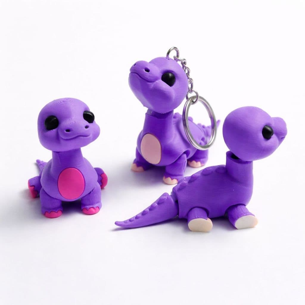 Chaveiro Dinossauro Braquiossauro Evelyn Articulado Flexível Colorido Geek com Argolas Decorativo