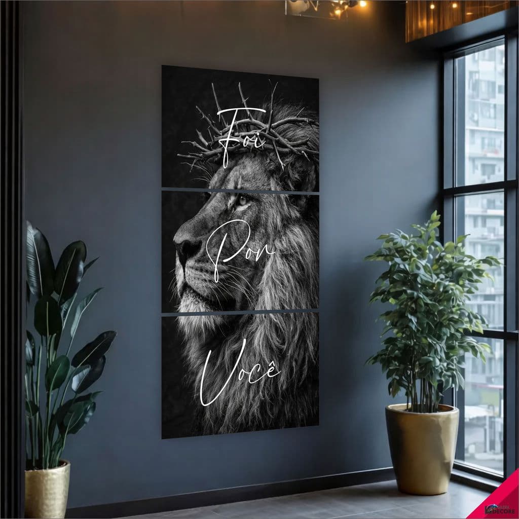 Quadro Decorativo Sala Leão Biblico Foi Por Você Religioso Luxo