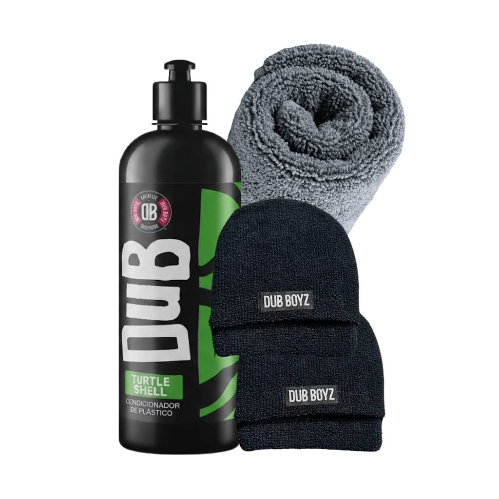 Dub Boyz Turtle Shell Condicionador Plásticos Internos e Externos Com Dub Jack Aplicador e Microfibra