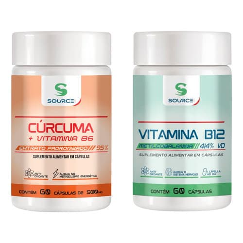 Kit Cúrcuma Com Vit B6 + Vitamina B12 Metilcobalamina 60 Cap Sem Sabor