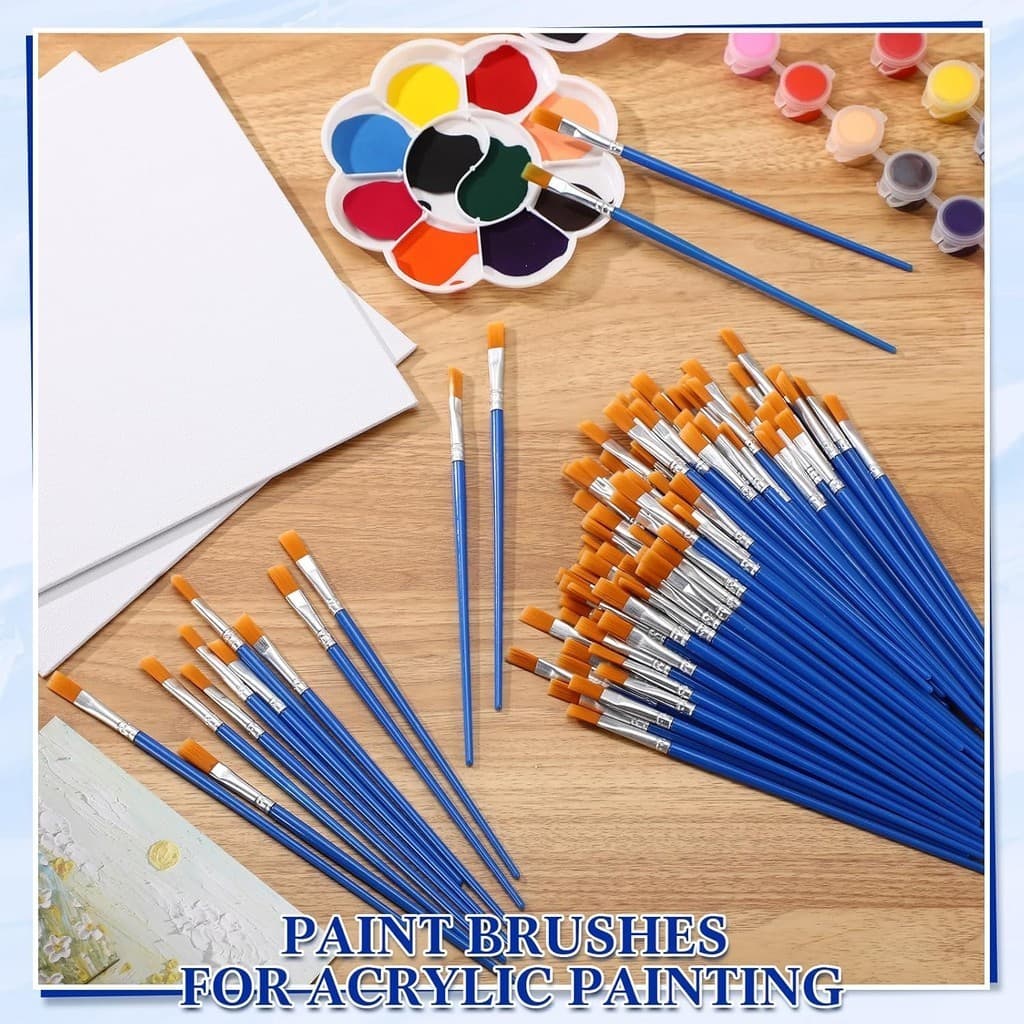 Conjunto De Pincéis De Pintura Profissional (50 Unidades)-Cerdas De Nylon De Vários Tamanhos Para Óleo/Água/Acrílico/Art