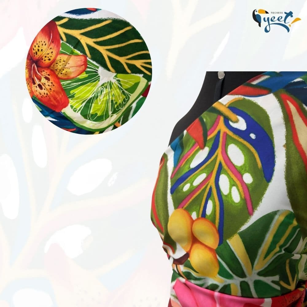 Tropicália - Tecido Estampado Digital - Largura 1,52 m -  100% Poliéster