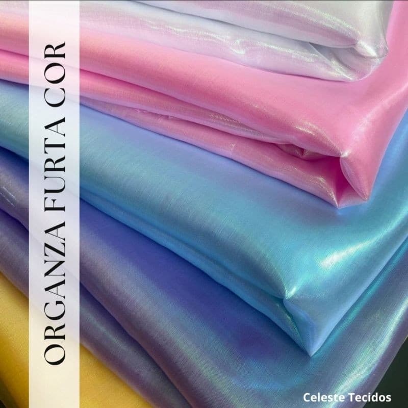 Tecido organza Furta Cor holográfica (1m X 1,50) e (3m X 1,50) + BRINDE DA LOJA