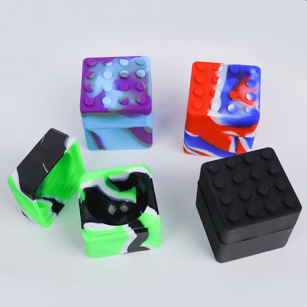 60mm Grande Capacidade Quadrado Silicone Caixa De Armazenamento Grau Alimentício Mini Recipiente Para Crianças Brinquedo