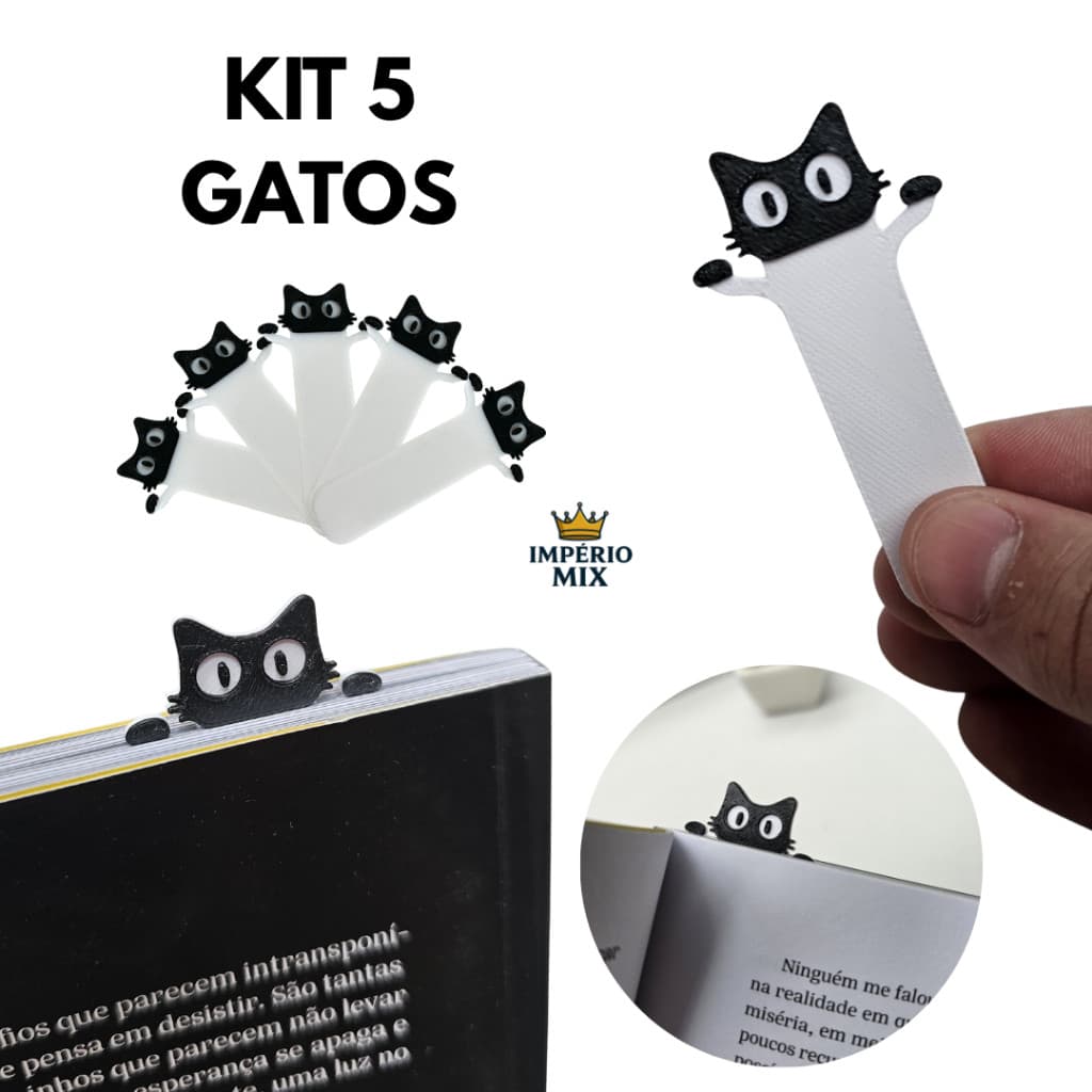 Kit 5 Marcadores de Página Gatinho – Presente Criativo para Leitores
