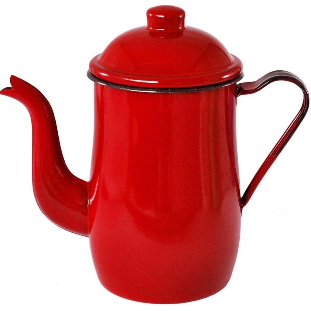 Bule Aço Esmaltado Para Café Chá 1,25 Litros Tradicional Vermelho