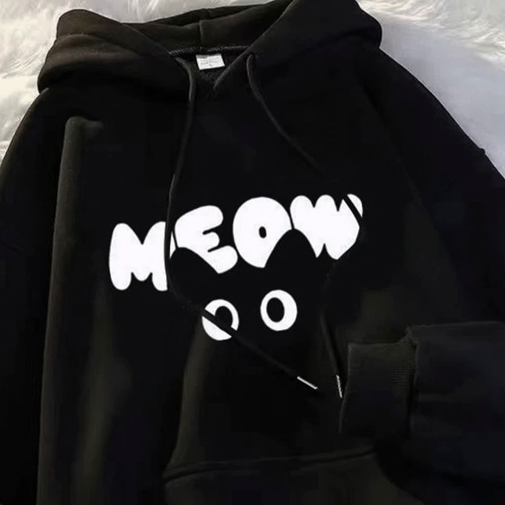 Moletom Feminino Masculino Blusa Com Capuz Estampado Gatinho Gato Miau Meow Cat Lover Flanelado