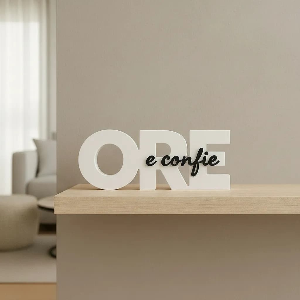 Letreiro decoração  Ore E Confie 3d frase religiosa