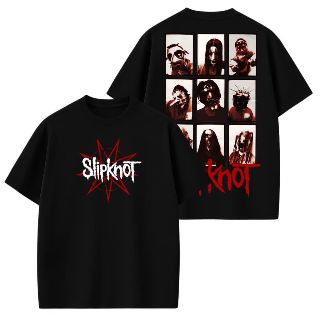 [Camiseta Premium em Algodão Puro]VU Camiseta Oversized Slipknot Banda Rock Metal Membros Blusa Casual 100% Algodão