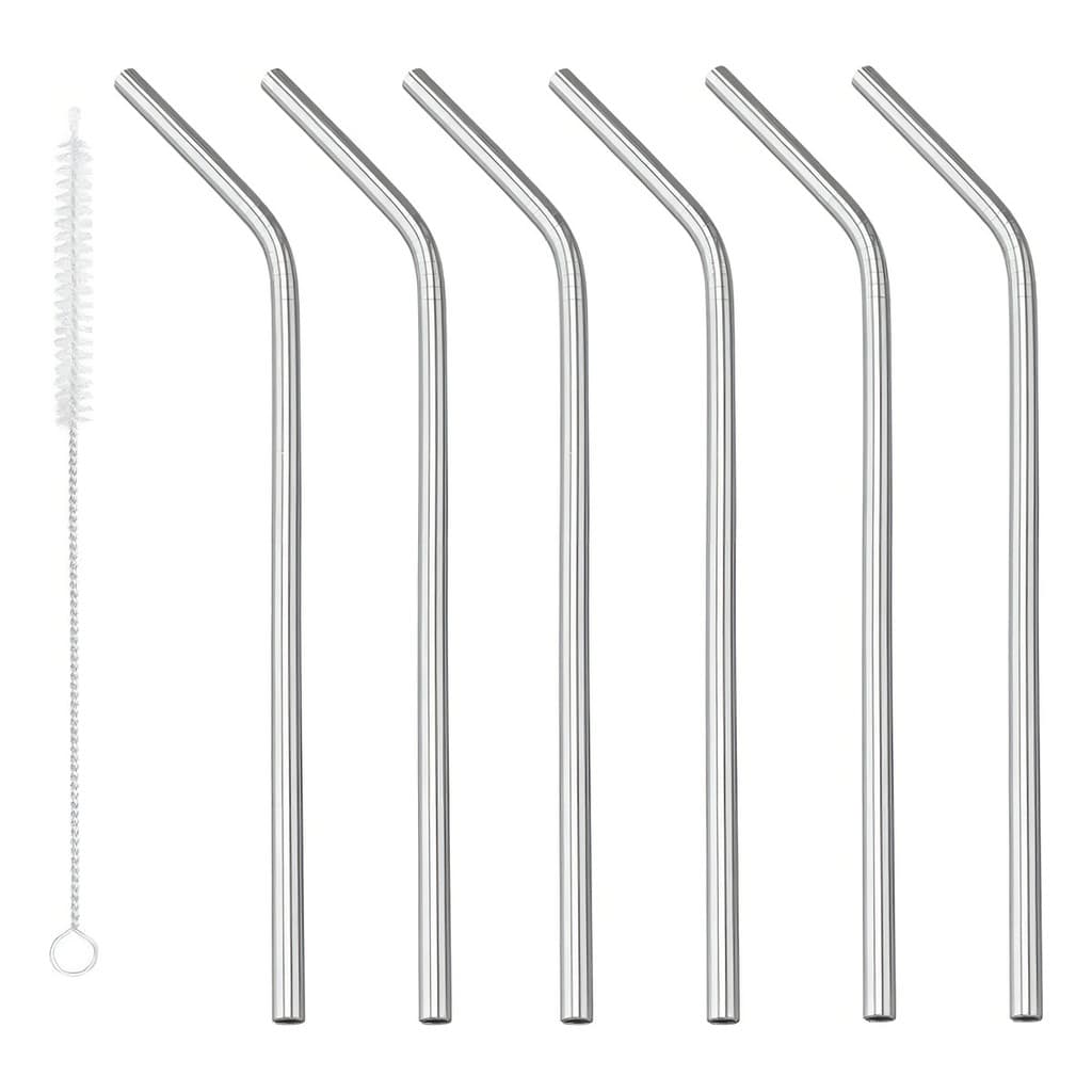 Kit 6 Canudos Aço Inox Reutilizáveis Com Escova Limpeza