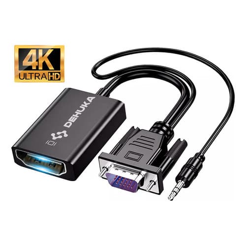 Conversor Vga Para Hdmi Vídeo E Áudio Full Hd Preto