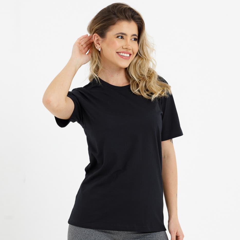 T-shirt Feminina Blusa Básica Lisa 100% Algodão Cores