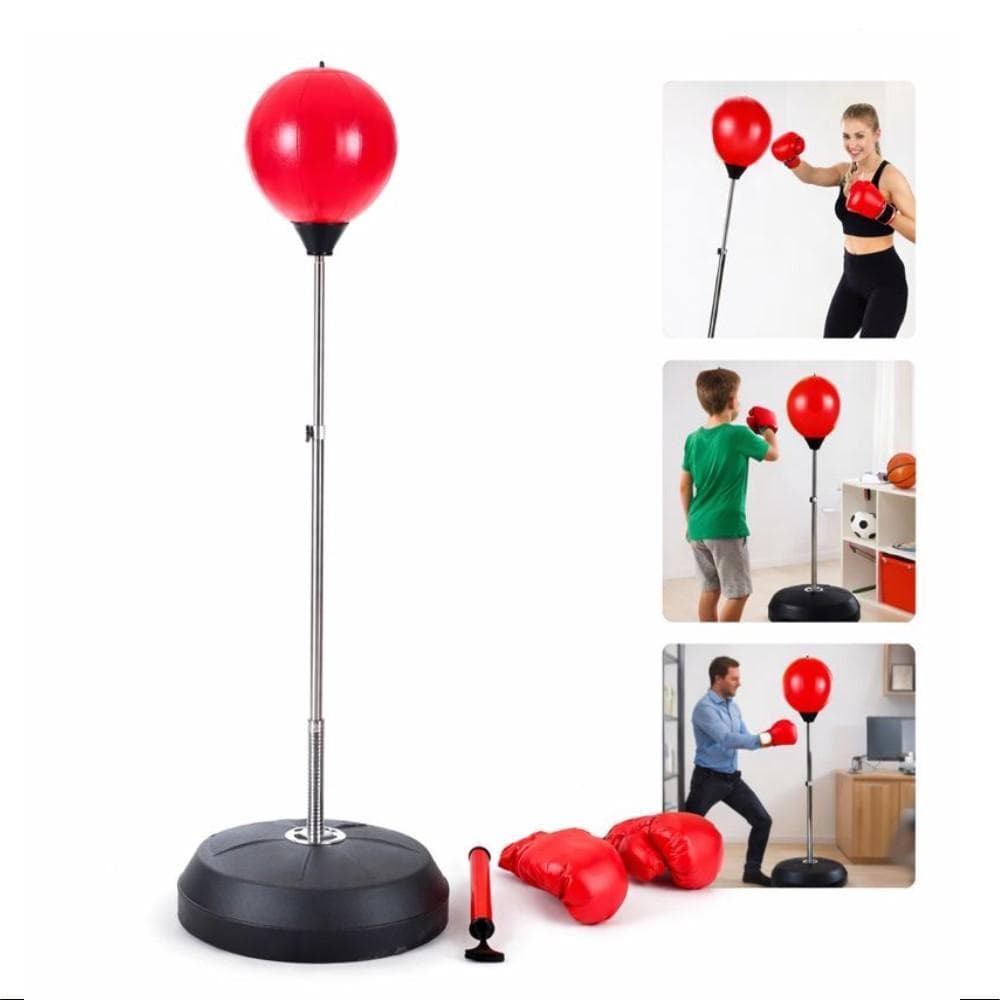 SACO DE PANCADAS BOXE DE CHAO PUNCHING BALL KIT COM LUVAS ALTURA AJUSTAVEL ADULTO INFANTIL SPEED BALL COMPLETO