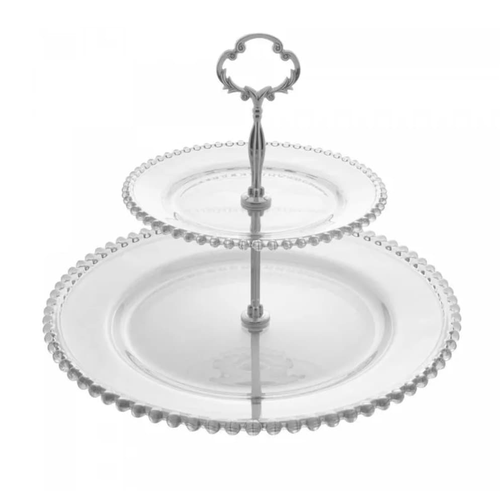 Prato Duplo para Doces de Cristal Pearl 32cm x 25cm - Wolff