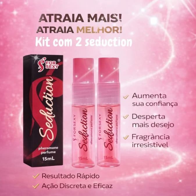 Kit Seduction Feromônios – Perfume Afrodisíaco de Alta Fixação 2 Unidades Irresistível