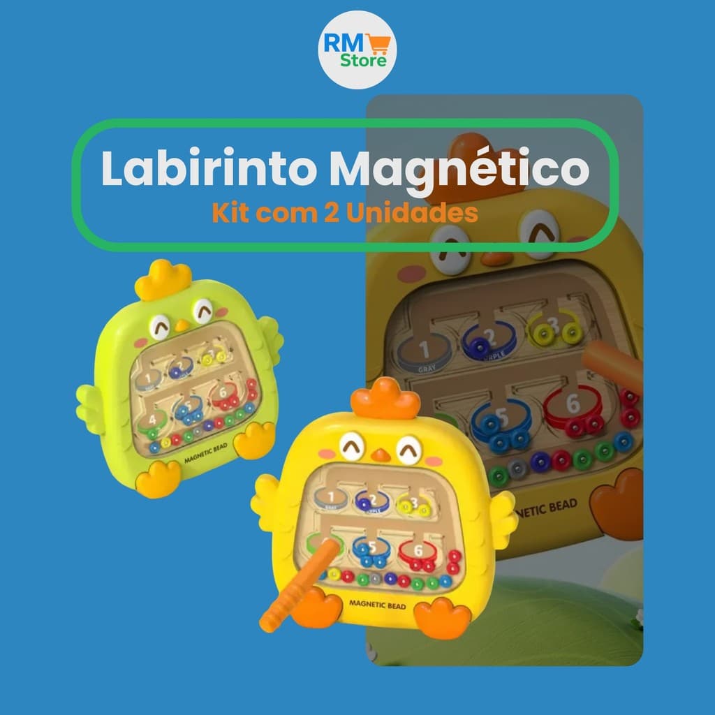 Kit 2 Labirinto Magnético Infantil – Brinquedo Educativo que Desenvolve Coordenação e Cores