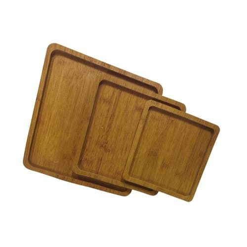 Kit de 3 Bandejas Madeira Quadrada Decorativa Rústica Mesa Organizador Versátil