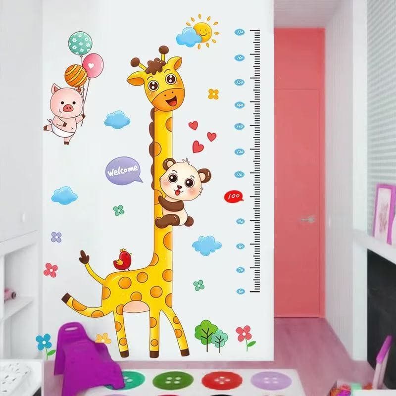 Adesivo Régua de Crescimento Infantil Girafa Medidor Altura Parede Decoração Quarto Bebê Kids PVC