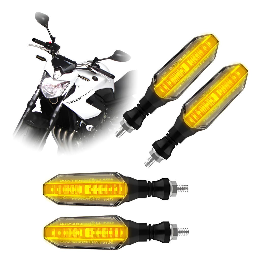 Kit 4 Setas Esportivas P26 Yamaha Xj6 N 2012 2013 2014 2015 Par Preto