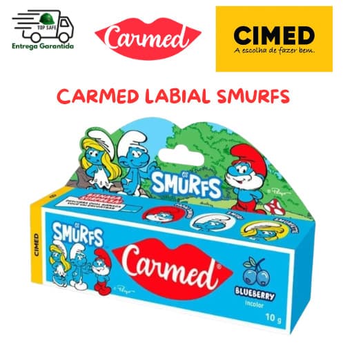 Carmed Smurfs Blueberry Hidratante Labial 10g Bisnaga Surpresa CIMED