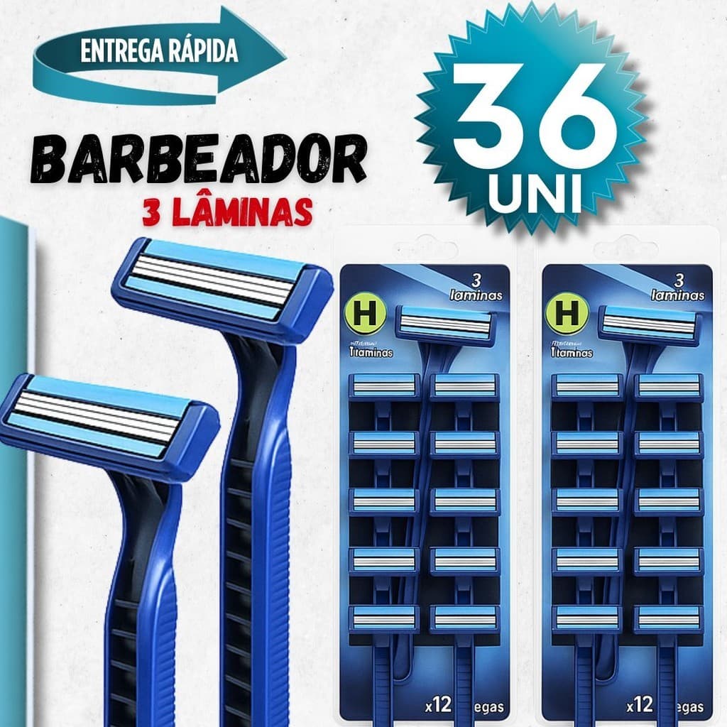 36 Peças Prestobarba 3 Lâminas Aparelho de Barbear Com Fita Lubrificante Barbeado Descartável PROMO.