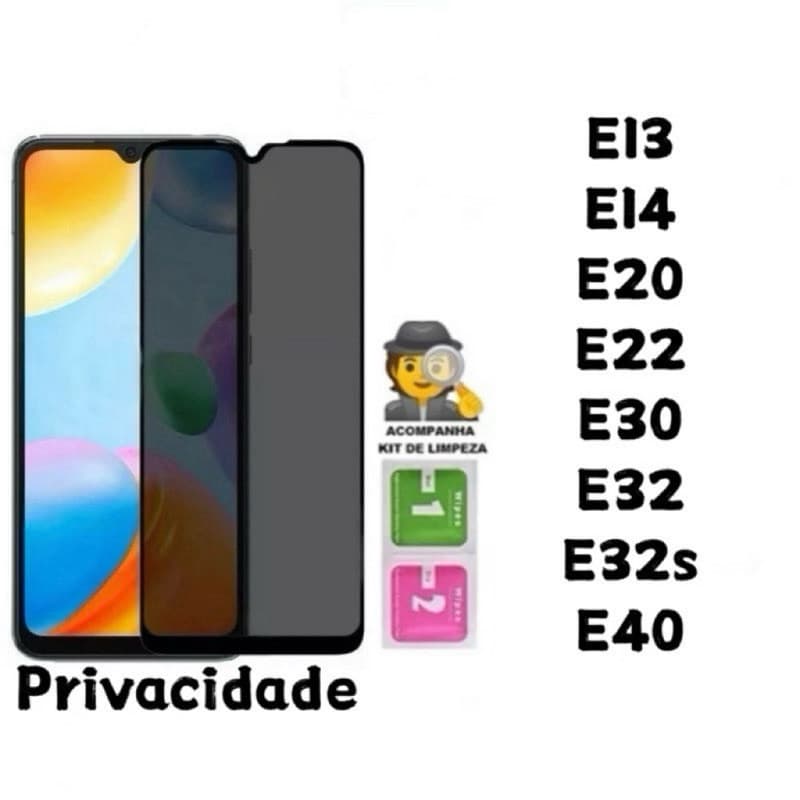 Película de vidro 3D Privacidade Anti Spy Para Motorola Galaxy E13 E14 E20 E22 E30 E32 E32s E40