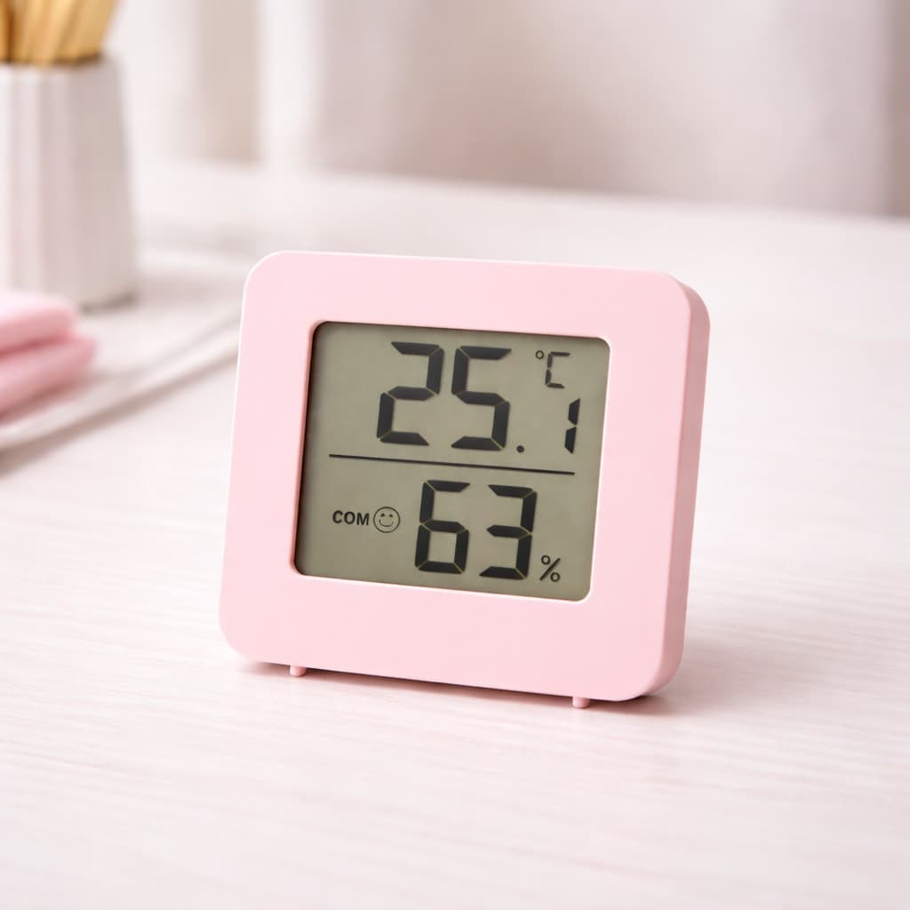 Higrômetro Medidor Temperatura Umidade Extensão Cílios Rosa