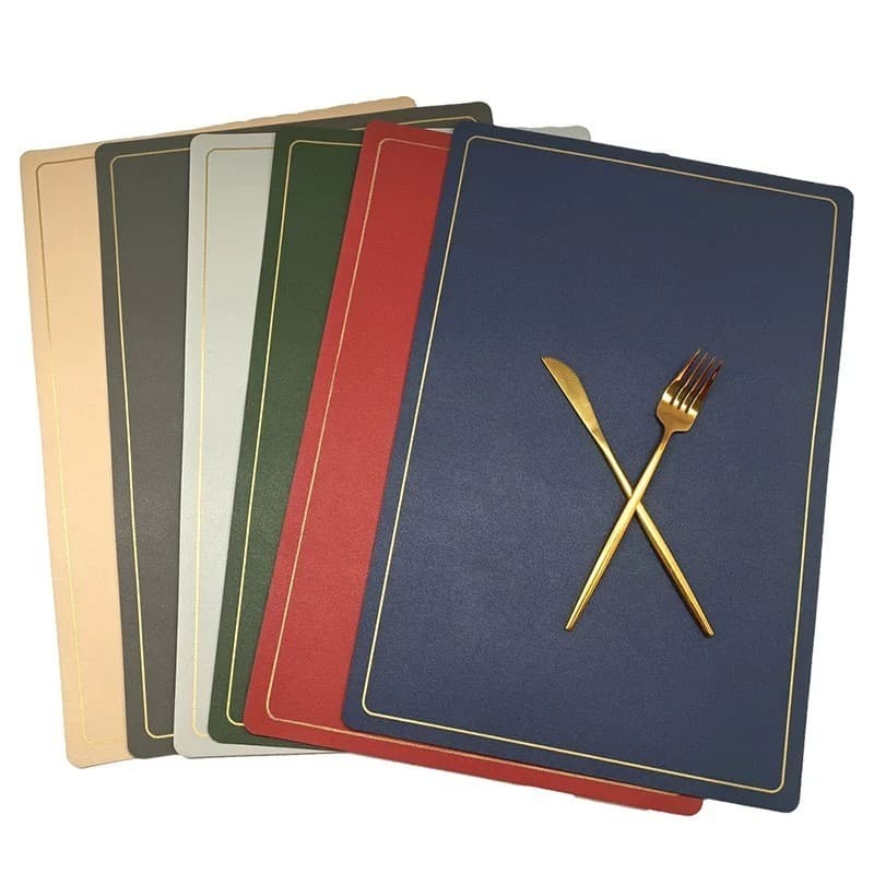 Jogo 6pec Americano Material COURO ORIGINAL Impermeável E à Prova De Manchas Para Mesa De Jantar Top Ola