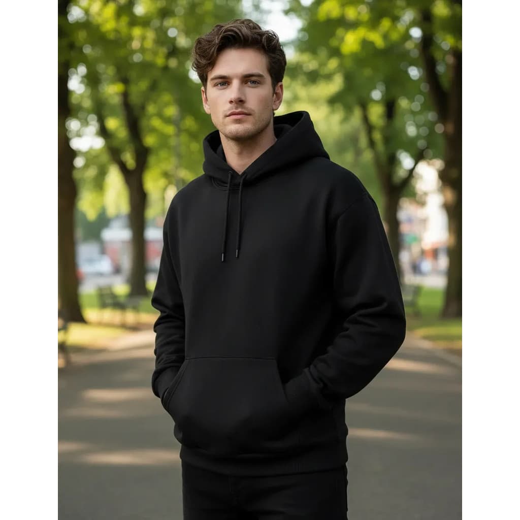 Blusa Frio Moletom Modelo Canguru Capuz Unissex Liso Básico