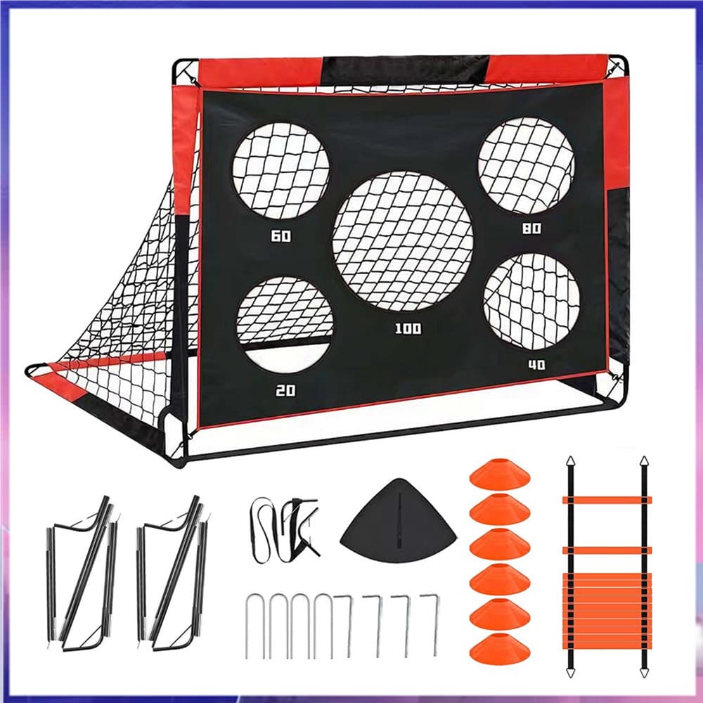Kit de rede de treinamento de futebol infantil ao ar livre dois em um gol de futebol portátil dobrável