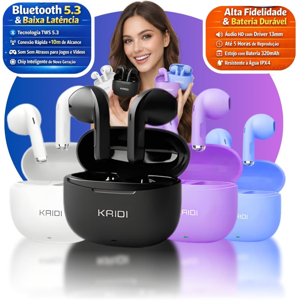 Fone de Ouvido Sem fio Bluetooth  novo Kaidi KD-779