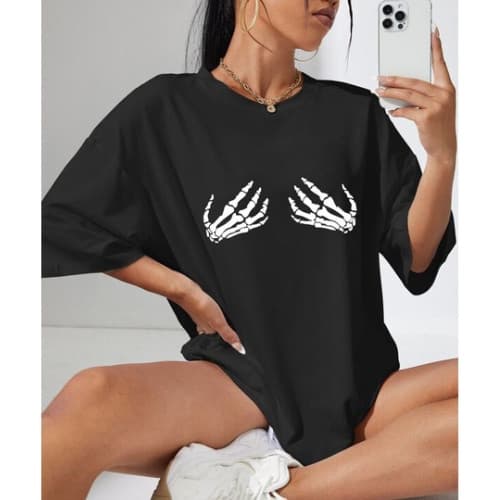 Camiseta Oversized Streetwear Caveira camisa