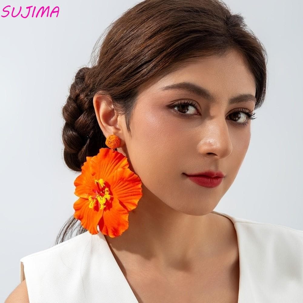 Brincos De Flores De Tecido SUJIMA , Coloridos Com Pingente Floral Doce Praia De Pano