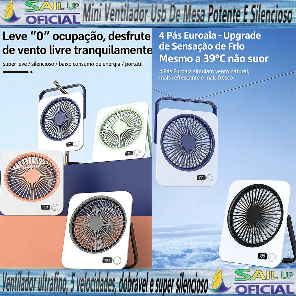 Ventilador De Mesa 5 Velocidades Visor Digital Baixo Ruído Mini ventilador pequeno Ventilador mesa