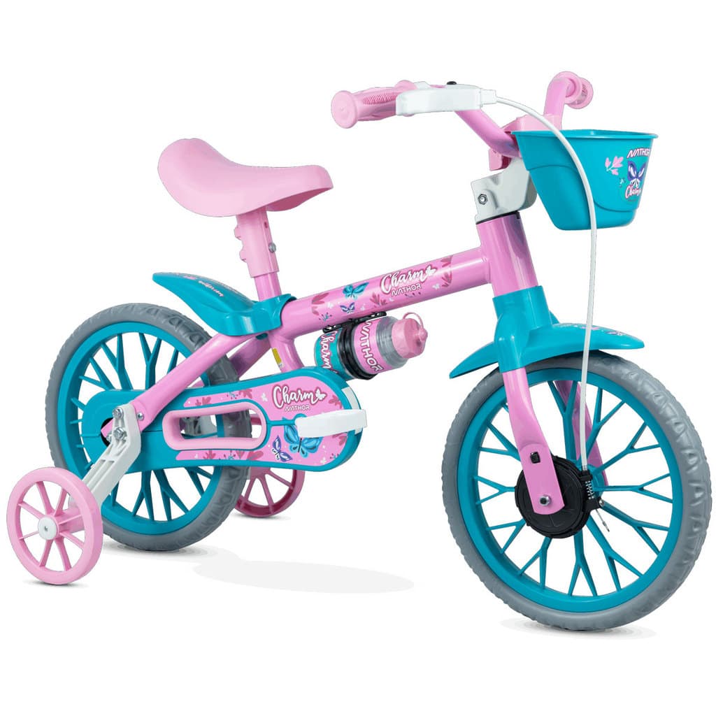 Bicicleta Infantil Aro 12 com rodinhas Nathor Charm de 3 a 5 anos