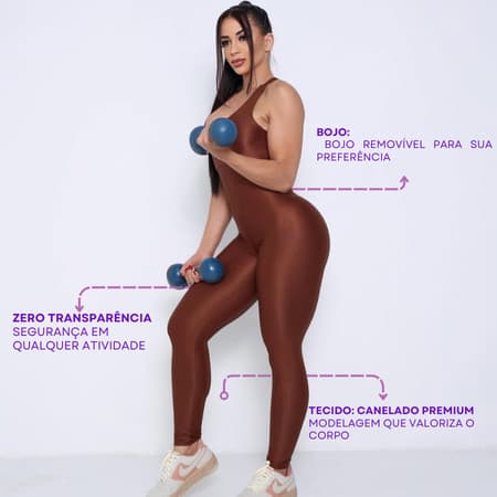 Macacão Canelado Premium Longo - Zero Transparência, Alta Performance, Tamanhos 40 a 46