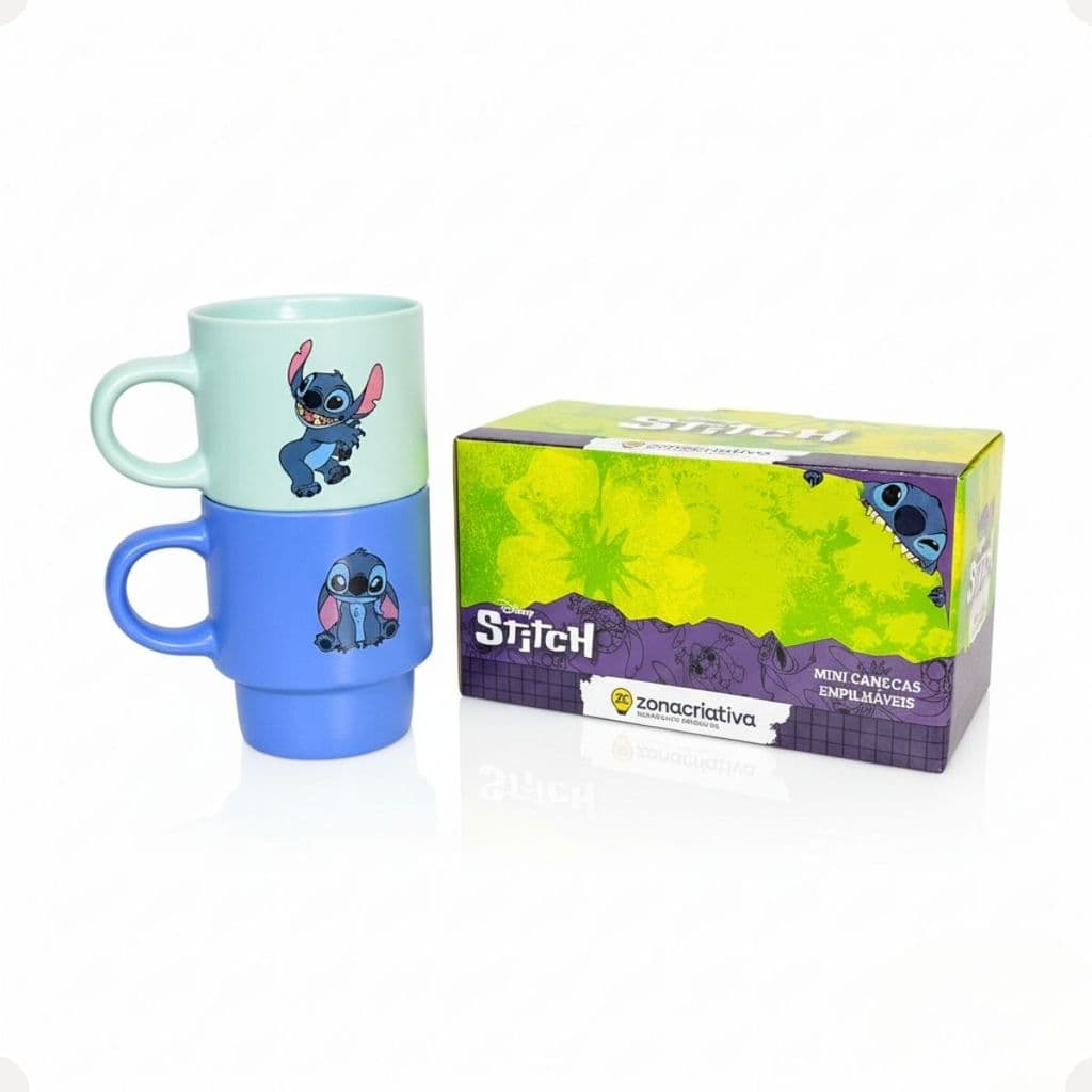 Conjunto Canecas Empilháveis 2 Peças 150ml Stitch