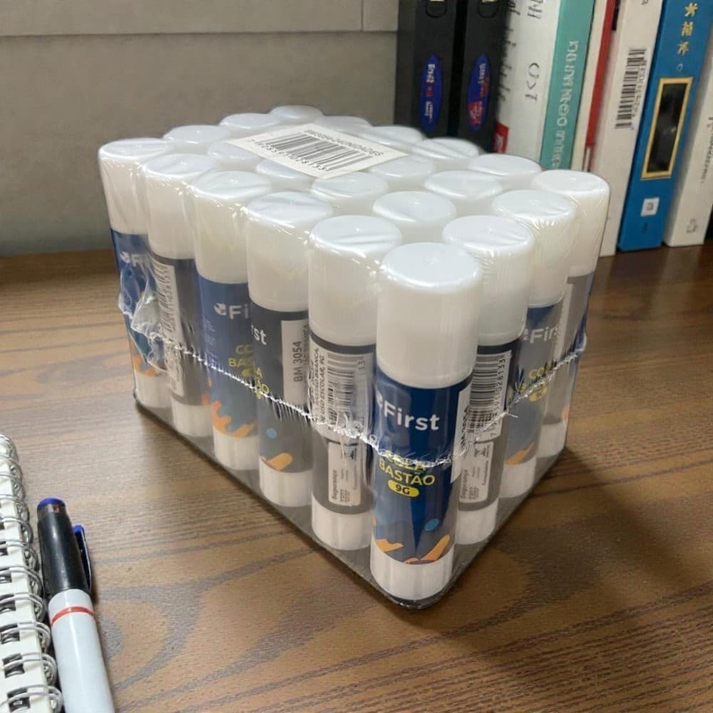 Conjunto 24 Unidades Cola Bastão Branca Escolar Aula Atividades Artesanato Papelaria Achadinhos
