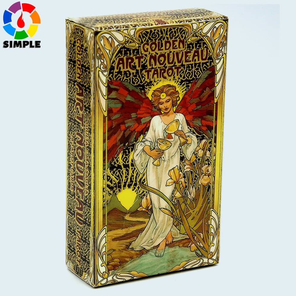 Golden Art Nouveau Tarot Deck 78 Cartas Com De Guia Conjuntos De Livros De Adivinhação Oculta Para Iniciantes Caixa Major E Mino