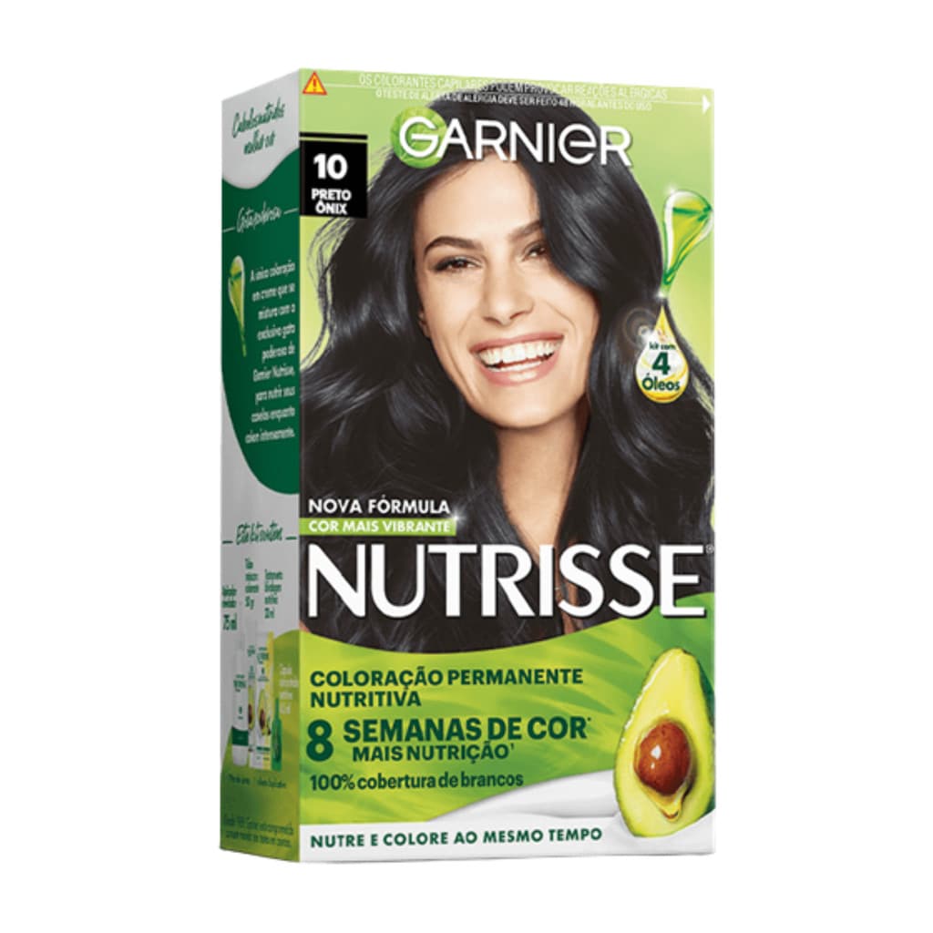 Coloração Permanente Garnier Nutrisse Tinta 10 Preto Ônix