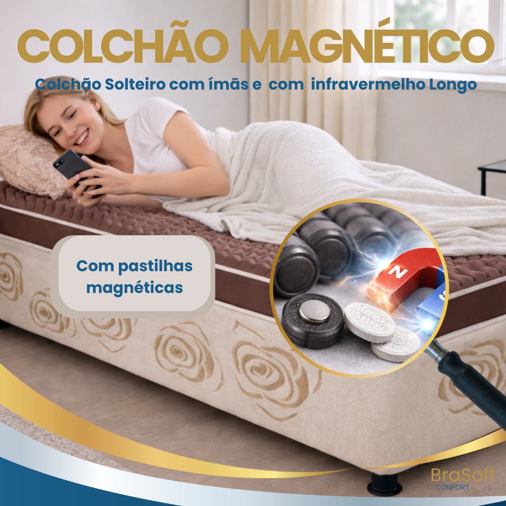 Colchão Magnético 188x88x12xD28 com Magnetoterapia + Infravermelho Longo | Ortopédico Macio