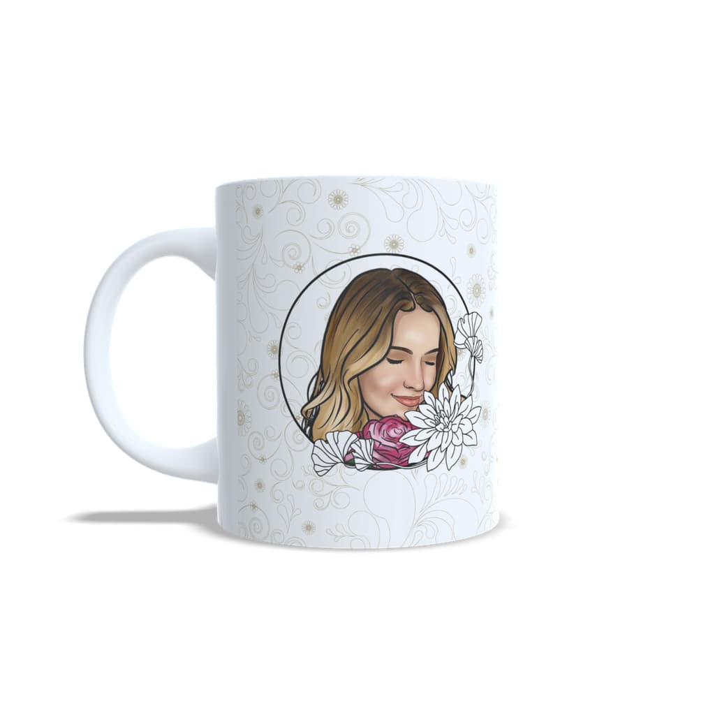 Caneca Xícara Porcelana Personalizada com Seu Nome Letra Floral Presente Criativo Personalizado