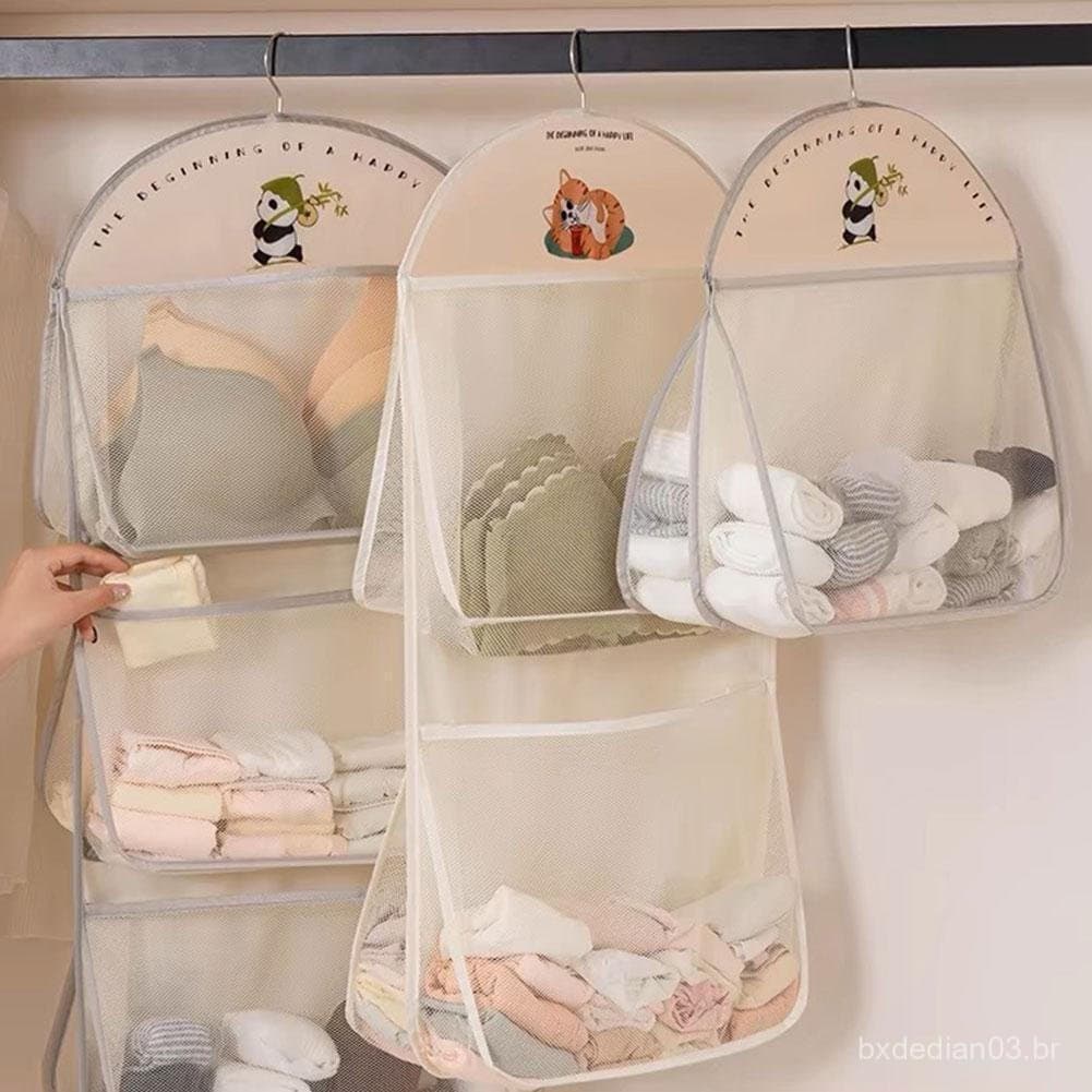 Multi-Camada De Armazenamento Malha Saco Guarda-Roupa Pendurado Salvar Função Organização Grande N9
