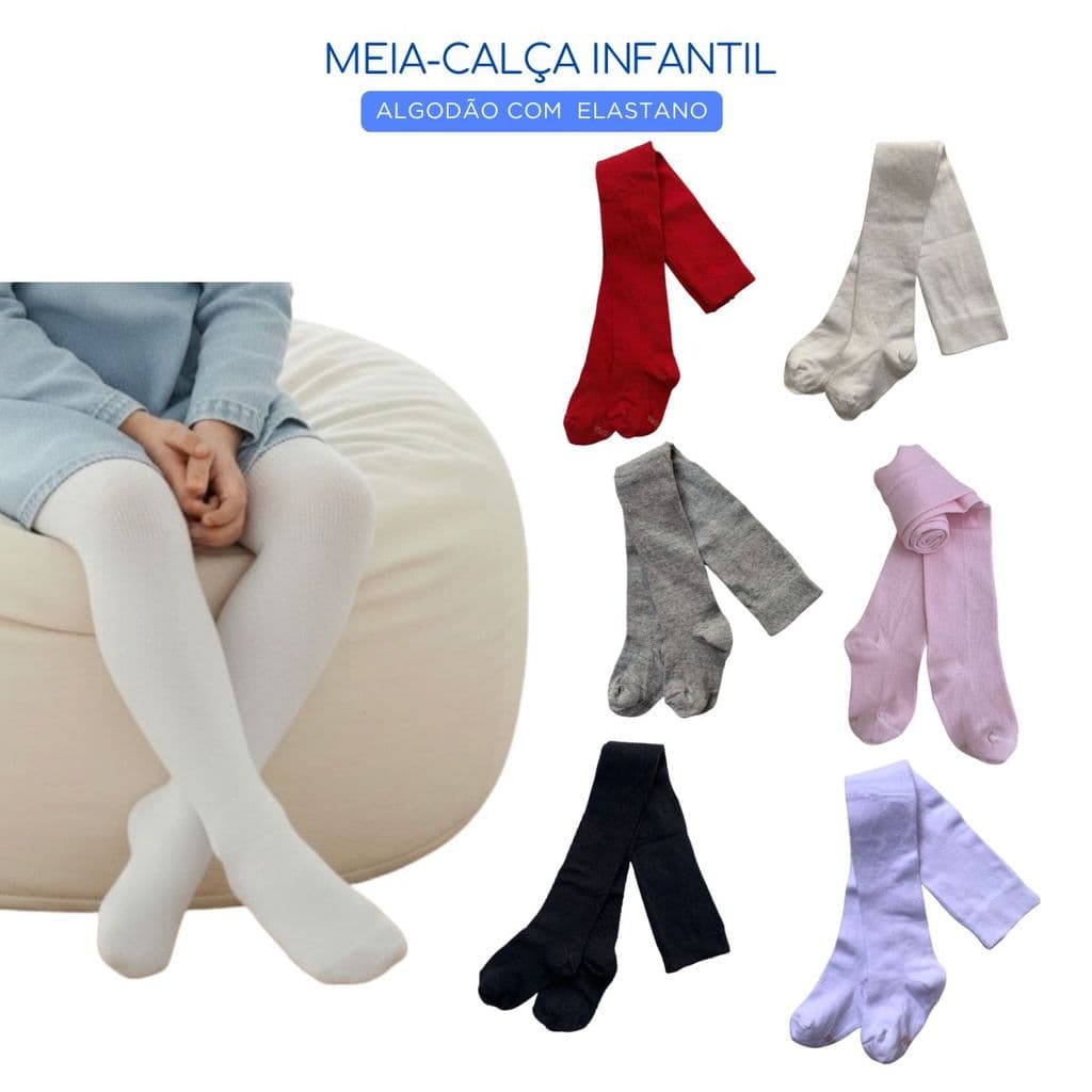 Meia Calça Infantil Lisa Algodão Fio 80
