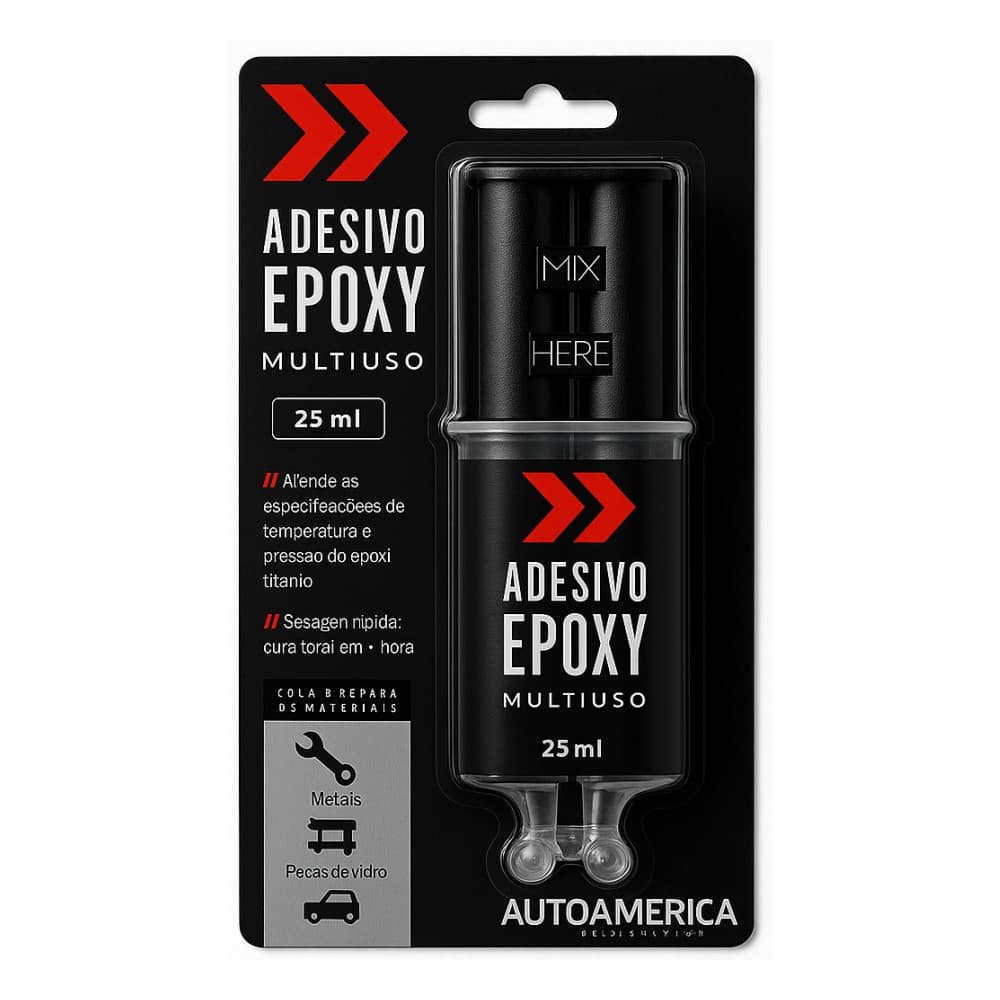 Cola adesivo Epóxi Titanium Cola Metais Aço Alumínio Cobre 25ml