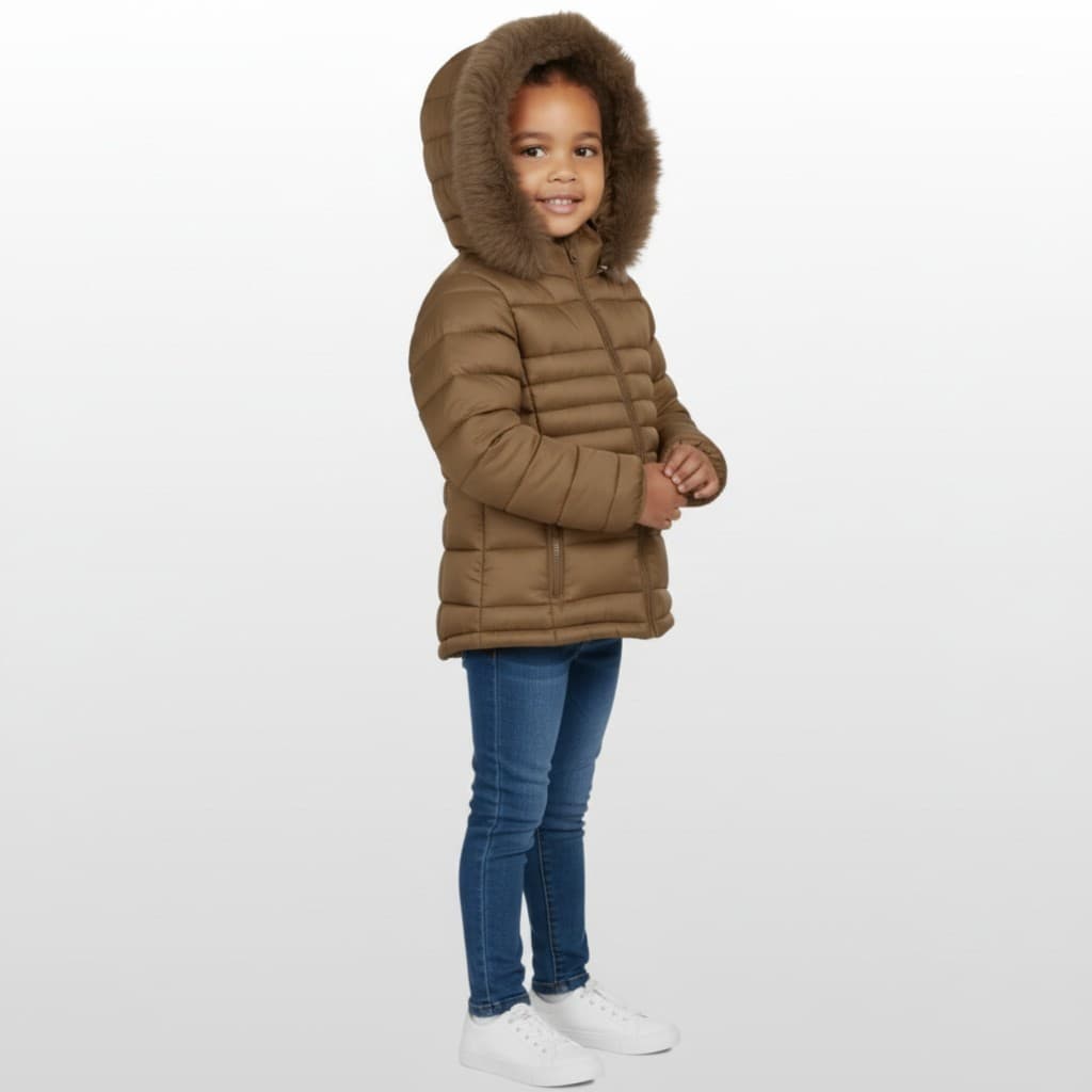 Jaqueta Safira Nylon Infantil / Juvenil Menina Forro Peluciado c/ Capuz Removivel