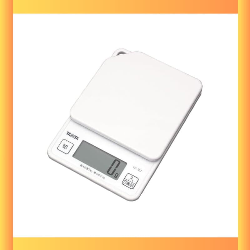 Tanita Cooking Scale, measures up to 1kg in 1g increments, features a convenient hook hole for storage, White, KD-187 WH