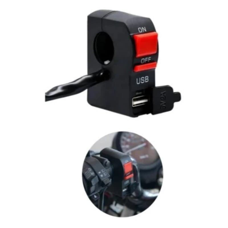 Botao Interruptor Liga Desliga Carregamento Usb Motos Universal