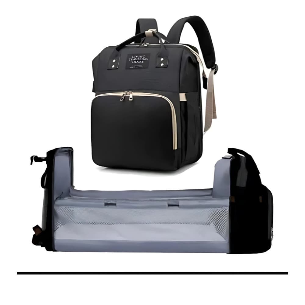 Mochila Multifuncional Vira Berço com Bolso Térmico para Viagens com Bebês--B552